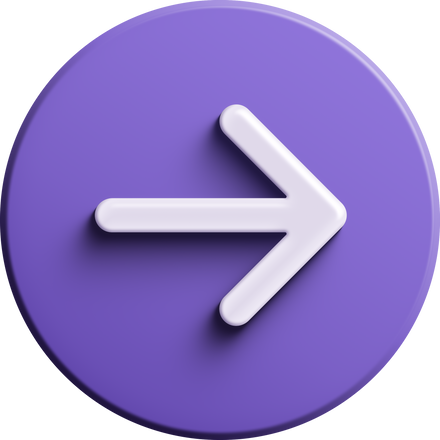 Purple round 3D arrow right icon